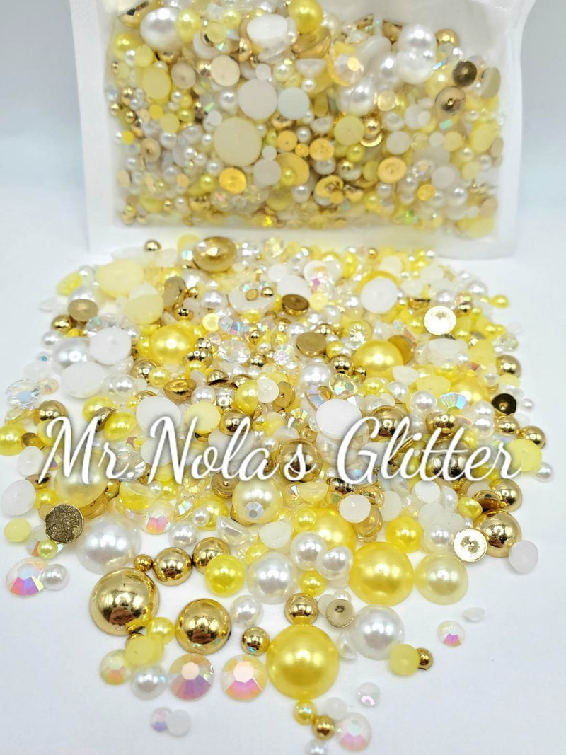 STGDAK 60g Flatback Pearls and Rhinestone For Crafts,Mix Size AB Resin  Rhinestones For Nail Half Pearls For Crafts,Half Round Pearls Rhinestones  Nail